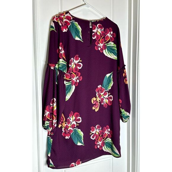 Ann Taylor Loft purple floral long sleeve dress size Small - Picture 7 of 8